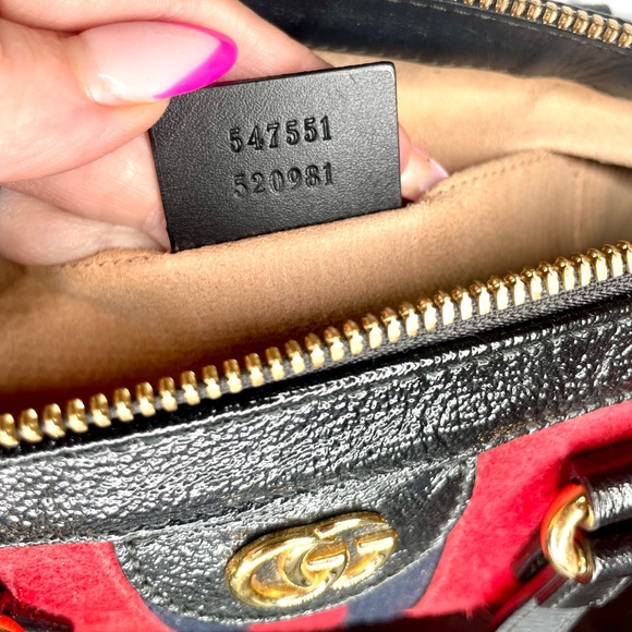 Gucci red suede small Ophidia top handle two way w/ Entrupy COA - Picture 7 of 8